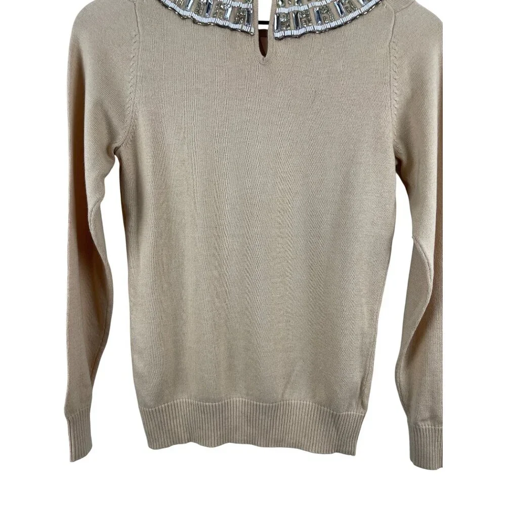 Boden Women's 4 Cashmere Blend Jeweled Neckline NWT Knit Bedazzled Glam Sweater - Picture 10 of 14